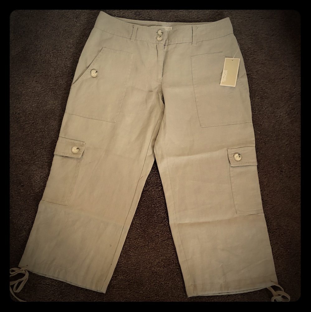 NWT Michael Kors Linen Zanzibar cargo crop